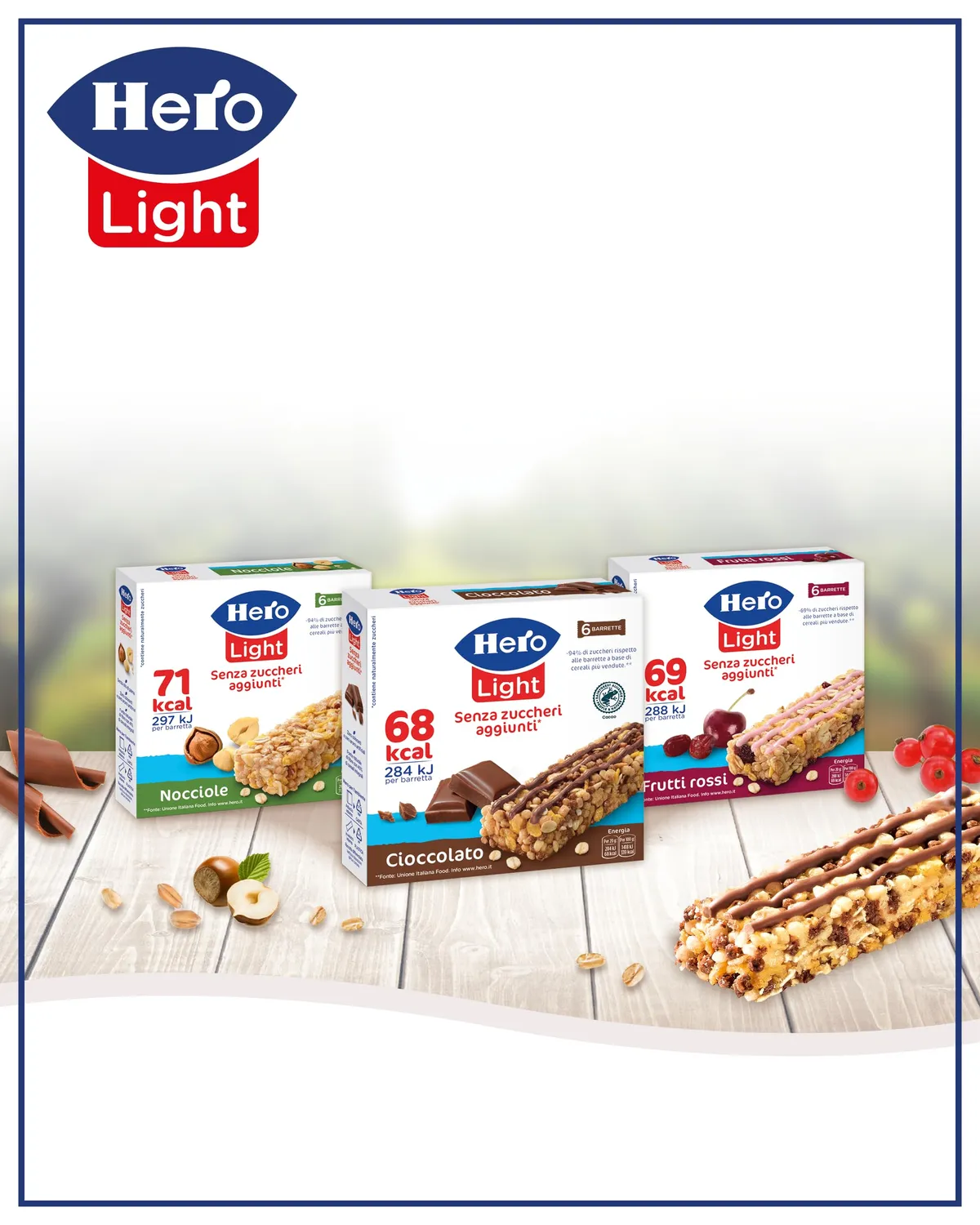 Hero Light Cioccolato barrette cereali 60x20g senza zuccheri