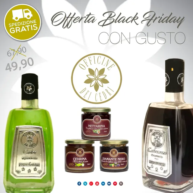 Officine dei Cedri Box Natale pacco regalo 2 liquori 3 vasetti