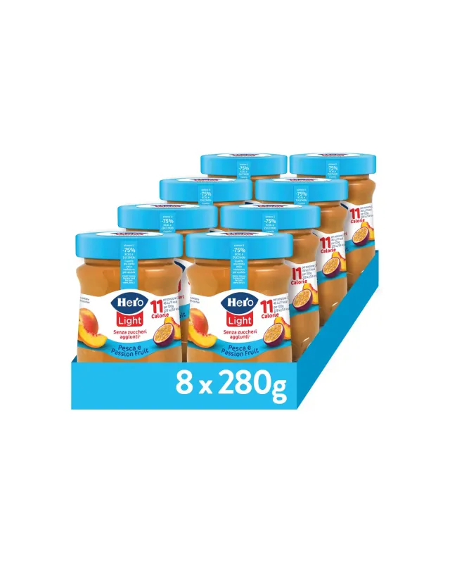 Hero Light confettura pesca passion fruit 8x280g senza zuccheri