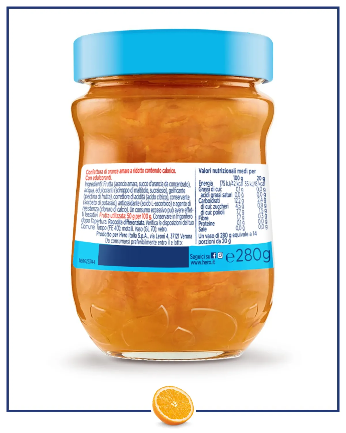 Hero Light Arance Amare marmellata 8x280g agrumata