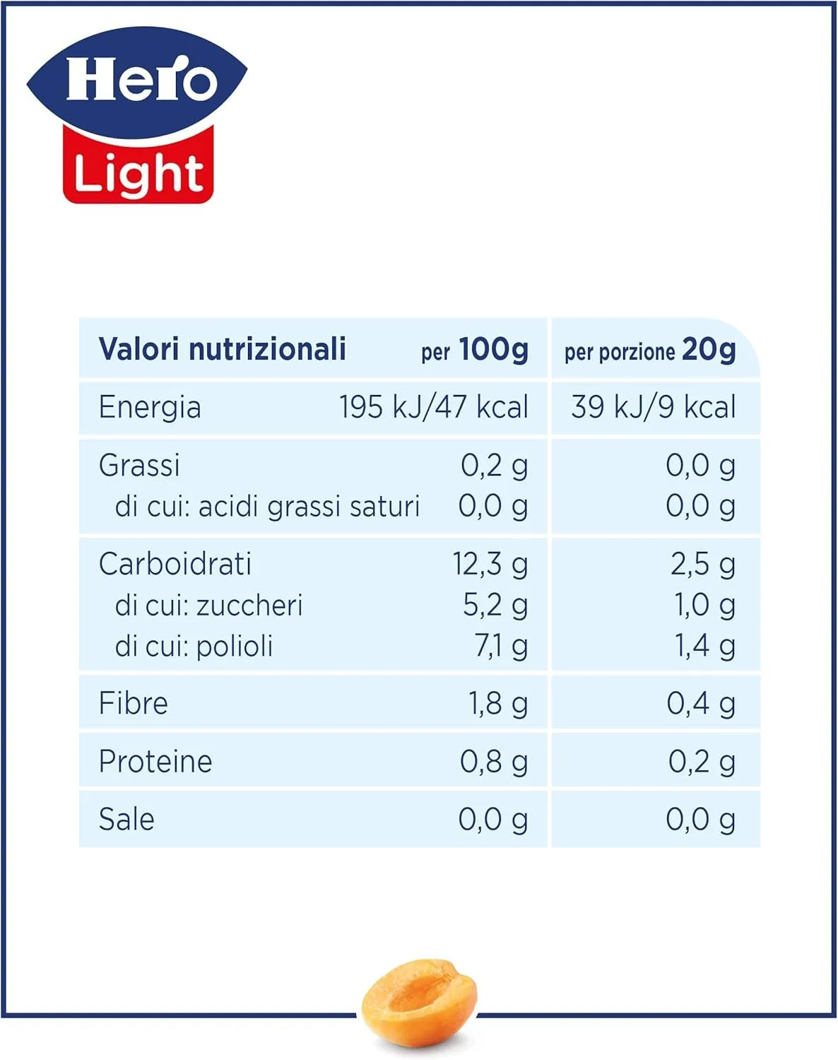Hero Light Poker Albicocca confettura senza zuccheri 20x80g