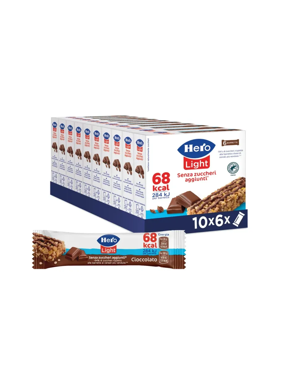Hero Light Cioccolato barrette cereali 60x20g senza zuccheri
