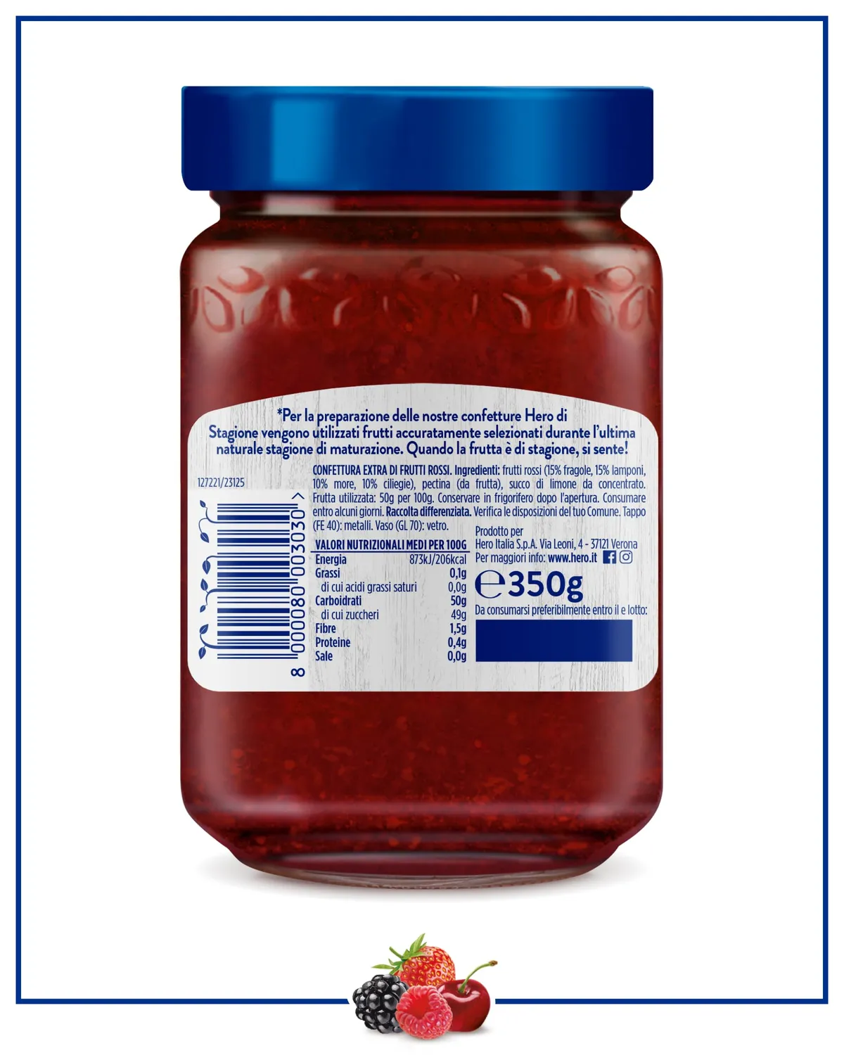 Hero Light di Stagione confettura frutti rossi 8x350g senza glutine
